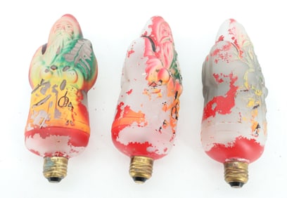 (3) LARGE CHRISTMAS SANTA CLAUS LIGHT BULBS