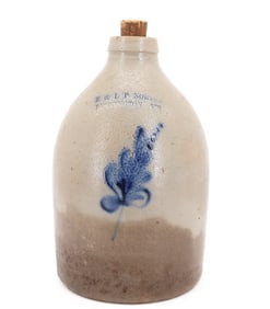 BLUE DECORATED STONEWARE JUG