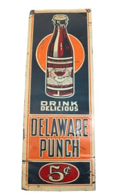 DELAWARE PUNCH TIN LITHO ADVERTISING SIGN