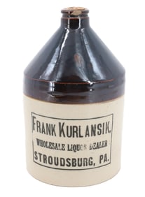 STROUDSBURG, PA STONEWARE ADVERTISING JUG