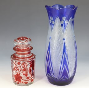BOHEMIAN VASE AND STORAGE JAR