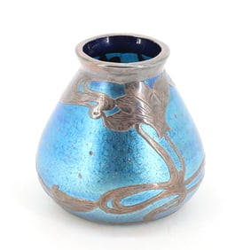 ART GLASS VASE WITH SILVER OVERLAY