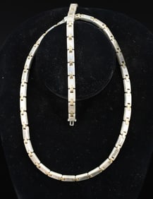 TIFFANY AND CO. STERLING AND GOLD NECKLACE AND BRACELET SET
