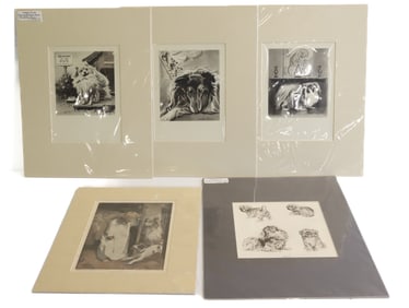 (5) VINTAGE DOG PRINTS/ILLUSTRATIONS