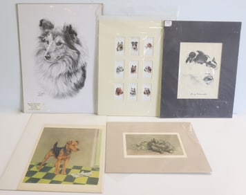 LOT OF VINTAGE DOG PRINTS AND CIGARETTE CARDS