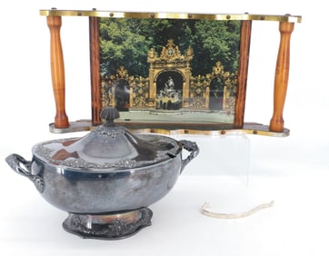 (3) STERLING SILVER BRACELET, SILVERPLATE TUREEN