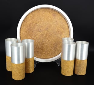 (7) RUSSELL WRIGHT ALUMINUM/CORK GLASSES