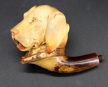 ANTIQUE CARVED MEERSCHAUM FIGURAL PIPE