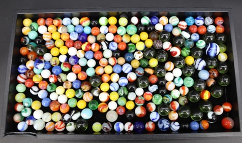 VINTAGE GLASS MARBLE TRAY LOT
