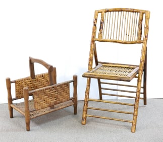 BAMBOO FOLD-UP CHAIR AND FIREWOOD HOLDER