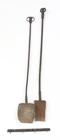 WROUGHT IRON PEEL, SHOVEL AND HOOKS