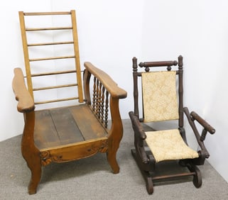 CHILD'S MORRIS CHAIR AND PLATFORM ROCKER