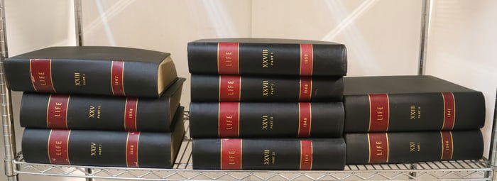 (9) BOUND VOLUMES OF LIFE MAGAZINES