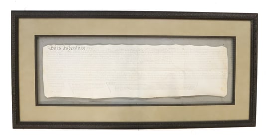 19TH C. FRAMED INDENTURE