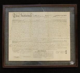 19TH C. FRAMED INDENTURE