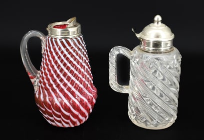 (2) VICTORIAN SYRUP DISPENSER BOTTLES