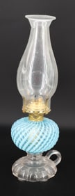 BLUE SWIRL KEROSENE LAMP