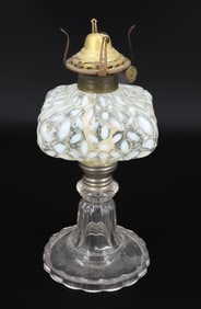OPALESCENT AND CLEAR KEROSENE LAMP