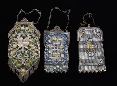 (3) ART DECO ERA MESH BAGS
