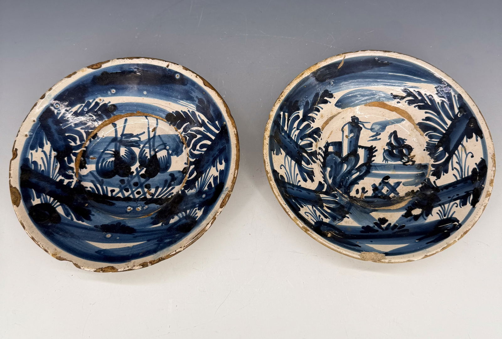 (2) EARLY TIN GLAZED PLATES (1 of 4)