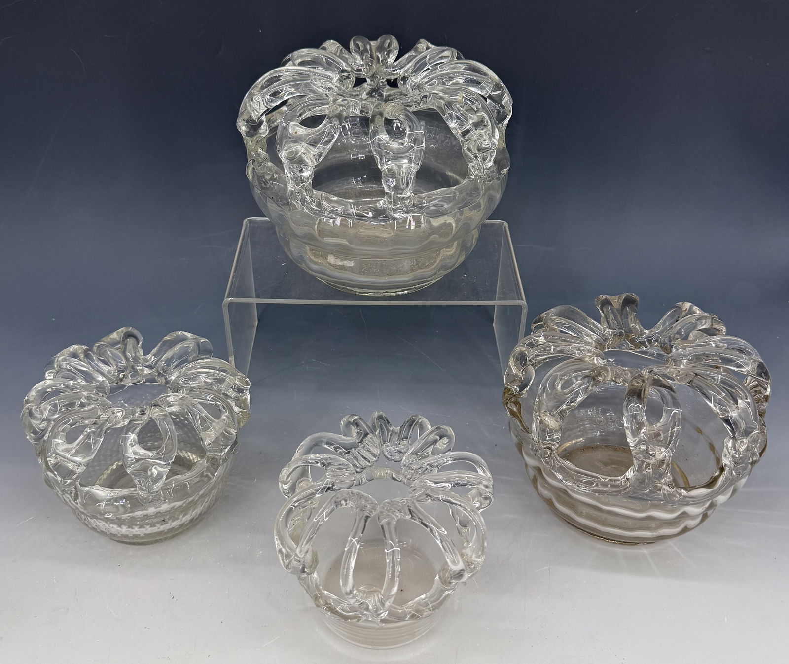 LOT OF BLOWN GLASS FLOWER FROGS (1 of 3)