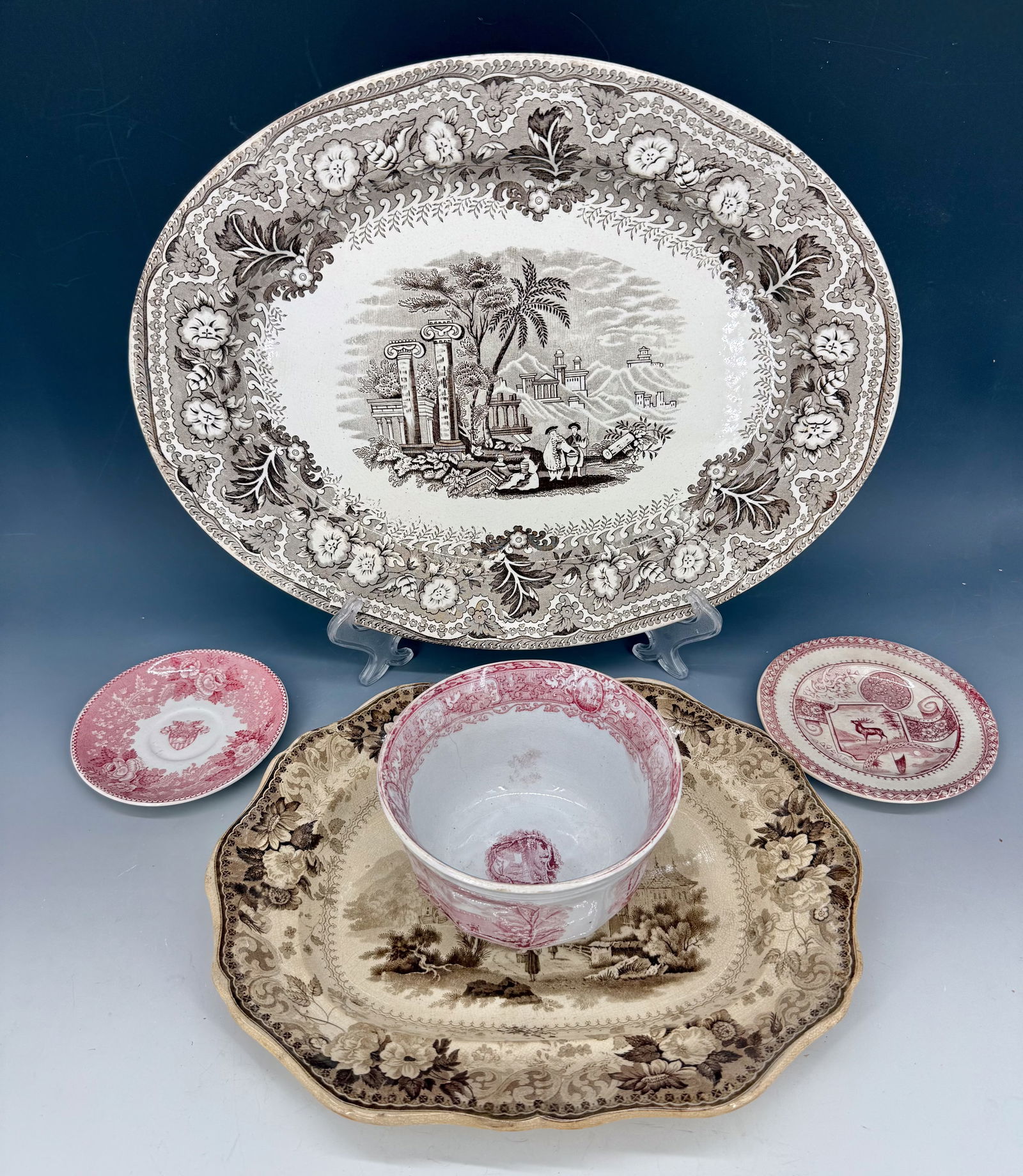 LOT OF TRANSFERWARE PLATES AND PLATTERS (1 of 6)