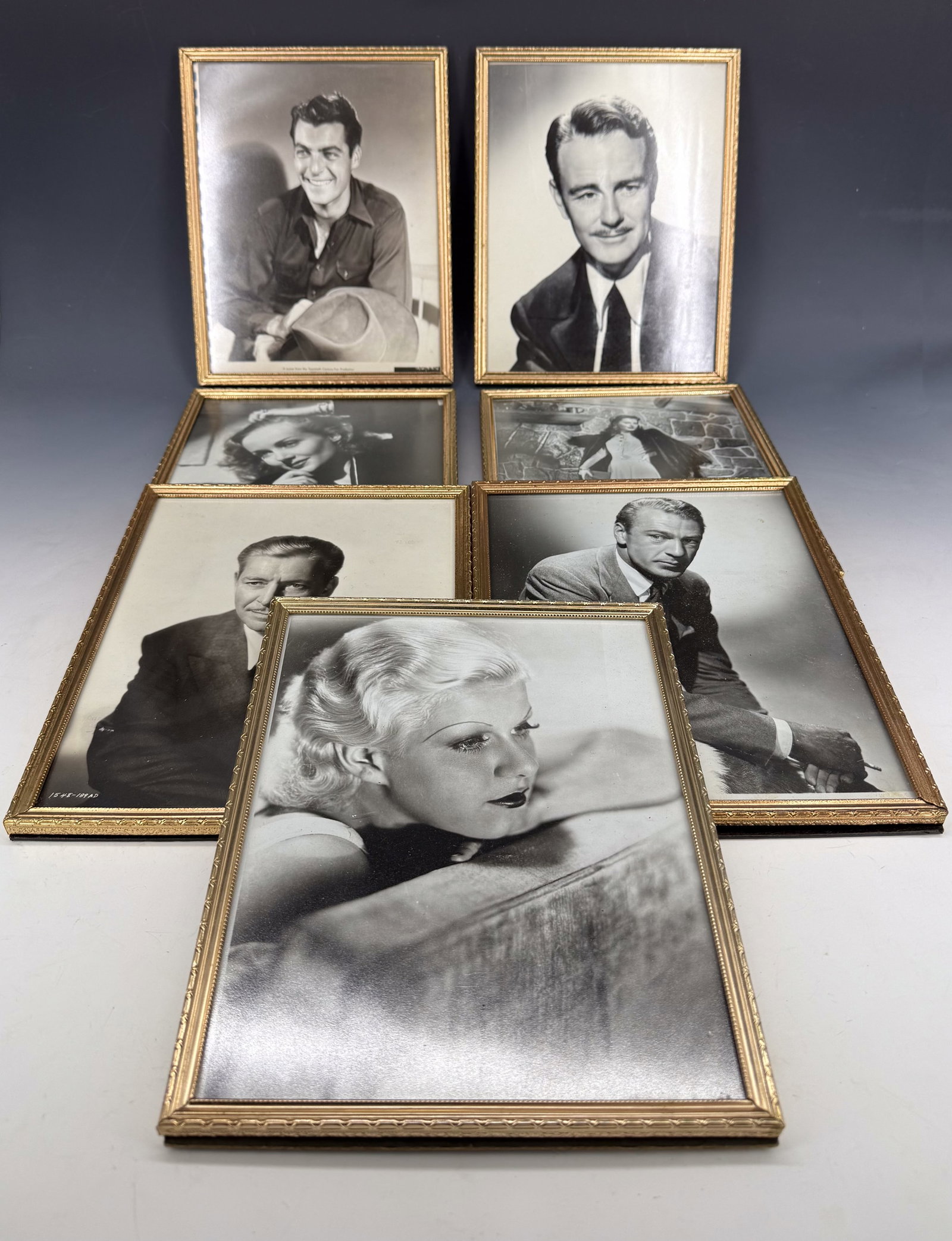 (7) HOLLYWOOD STARS PHOTOGRAPHS: INCLUDING: BARBARA STANWYCK, CAROLE LOMBARD, RORY CALHOUN, LEW AYRES, JEAN HARLOW AND MORE. 10" X 8" FRAMED. PLEASE READ CAREFULLY - Terms for Purchasing and Shipping of Auction Items. Please read car