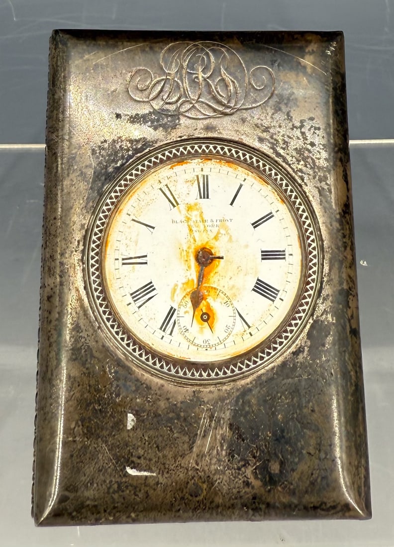 BLACK, STARR & FROST STERLING DESK/ TRAVEL CLOCK (1 of 4)