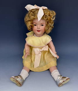 SHIRLEY TEMPLE DOLL BY IDEAL: YELLOW DRESS 20" H. MRKD. SHIRLEY TEMPLE ON BACK. PLEASE READ CAREFULLY - Terms for Purchasing and Shipping of Auction Items. Please read carefully before bidding. Hartzell&#8217;s Auction Gallery. Ha