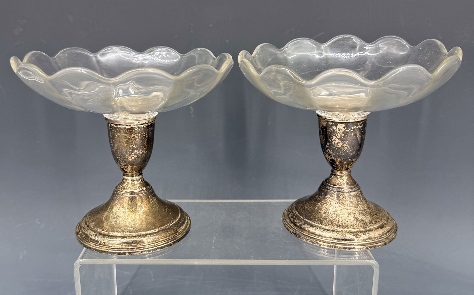 PAIR OF STERLING SILVER CANDY DISHES (1 of 3)