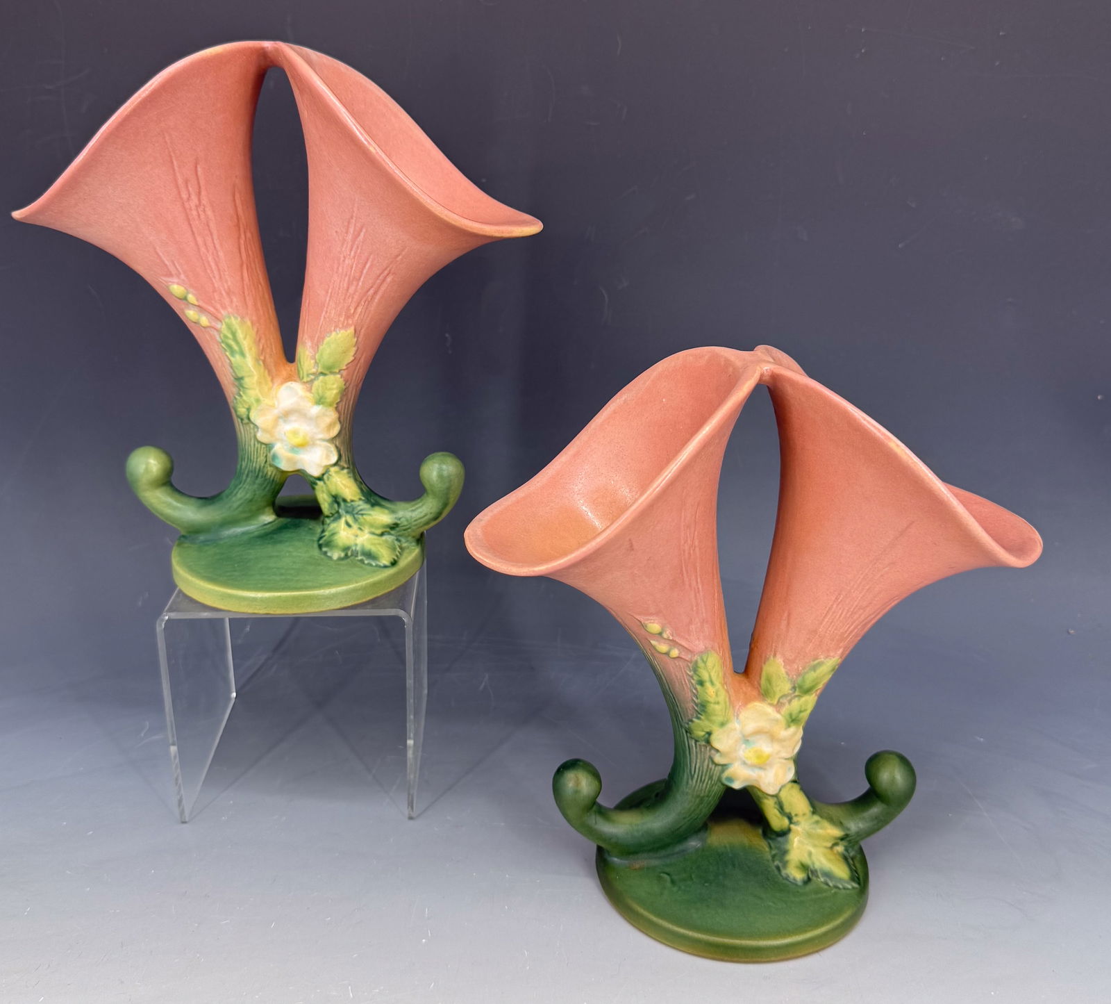 PAIR OF ROSEVILLE "WHITE ROSE" VASES (1 of 5)