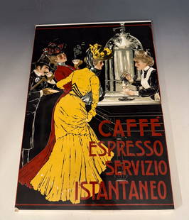 PORCELAIN ADVERTISING PLAQUE: ESPRESSO ADVERTISER. CONTEMPORARY. 17 1/2" X 11 3/4". PLEASE READ CAREFULLY - Terms for Purchasing and Shipping of Auction Items. Please read carefully before bidding. Hartzell&#8217;s Auction Gallery