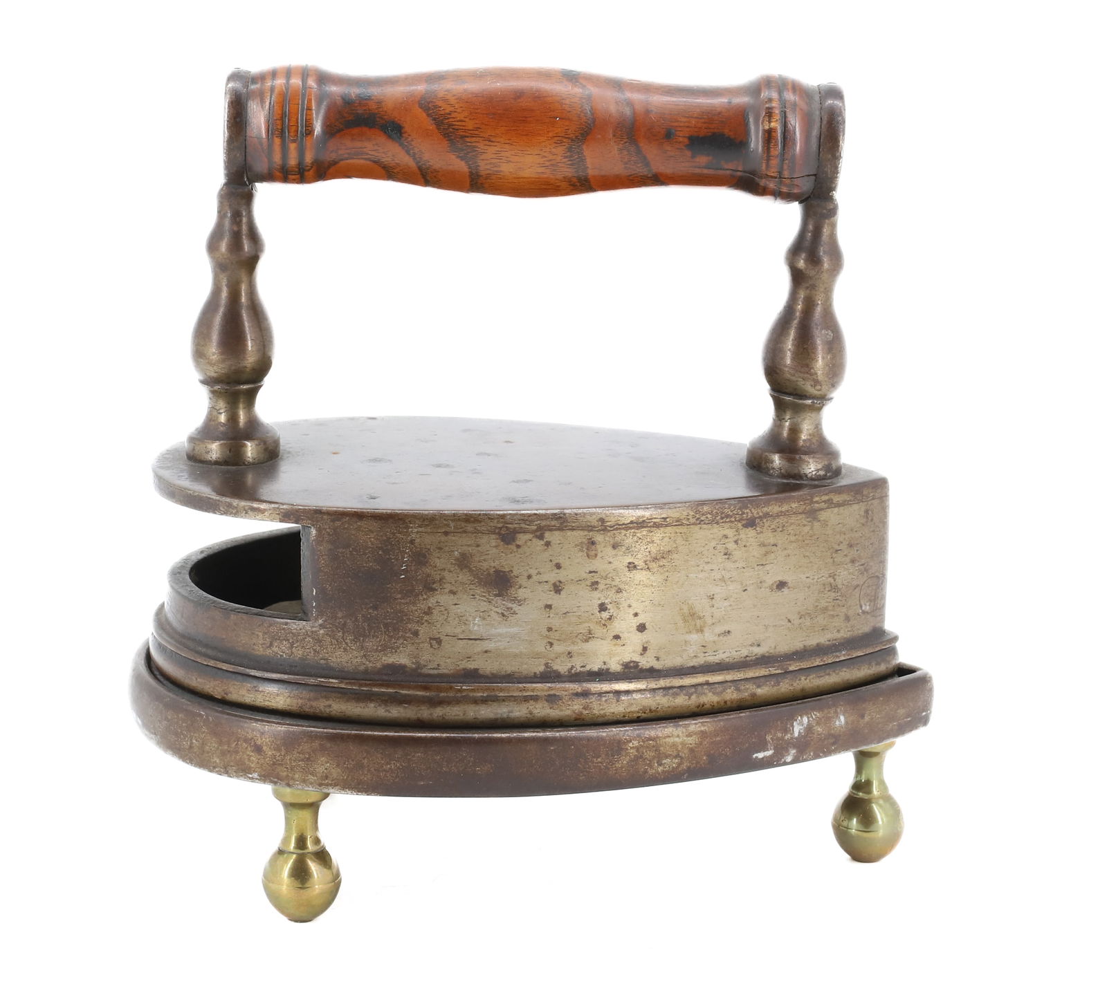 DROP-IN-BACK SLUG IRON: TEARDROP SHAPE WITH MATCHING TRIVET. BRASS BALL FEET. 6 3/4" L. PLEASE READ CAREFULLY - Terms for Purchasing and Shipping of Auction Items. Please read carefully before bidding. THIS IS AN ONSITE AUCT