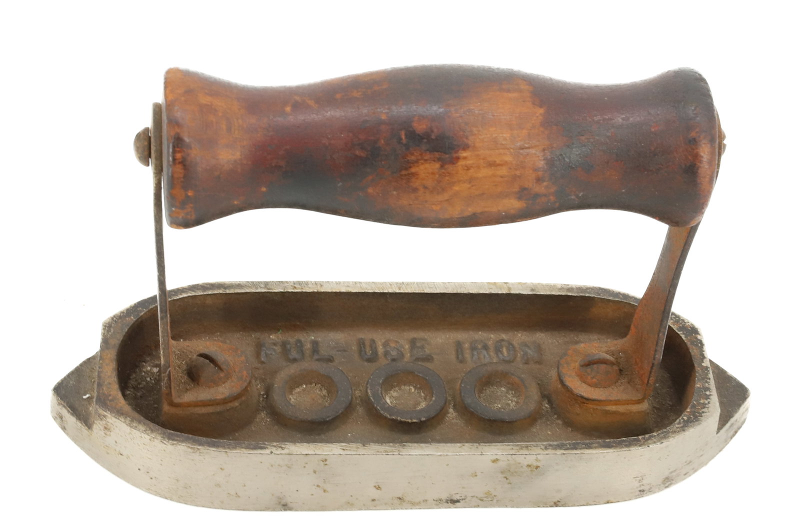 FUL-USE IRON: BRITISH MADE, PAT. NO. 50808. UNUSUAL. 5 3/4" L. PLEASE READ CAREFULLY - Terms for Purchasing and Shipping of Auction Items. Please read carefully before bidding. THIS IS AN ONSITE AUCTION LOCATED IN 
