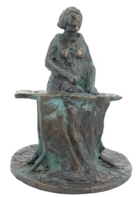 BRONZE WOMAN IRONING FIGURINE
