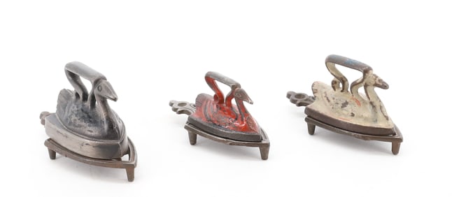 (3) SMALL SIZE PAINTED TOY SWAN IRONS