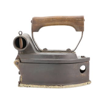 HUNGARIAN CHARCOAL IRON: SIDE REAR CHIMNEY WITH DAMPER, 9" PLEASE READ CAREFULLY - Terms for Purchasing and Shipping of Auction Items. Please read carefully before bidding. THIS IS AN ONSITE AUCTION LOCATED IN PITTSBURGH, PA