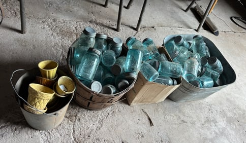 CANNING JARS AND FLOWER POTS