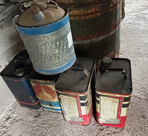 5 ANTIQUE OIL CANS