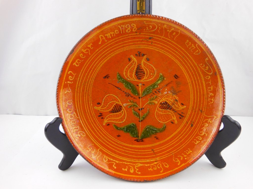 Redware Slip Decorated charger: 1930's Dimensions: 12"