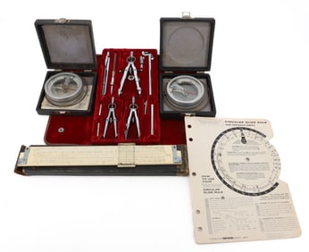 LOT OF DRAFTING TOOLS, DIPPING NEEDLES AND MEASURE