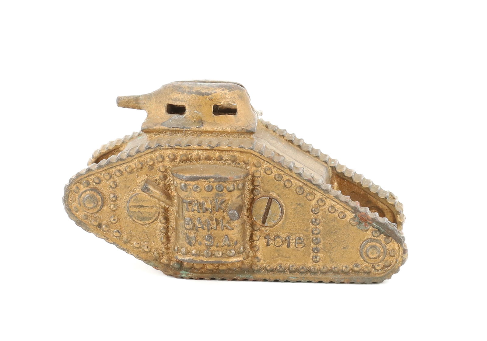 PAINTED CAST IRON TANK STILL BANK (1 of 6)