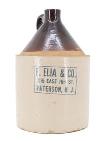 F. ELIA & CO. STONEWARE ADVERTISING JUG
