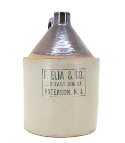 F. ELIA & CO. STONEWARE ADVERTISING JUG