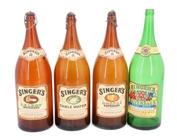 (4) SINGER'S BEVERAGE BOTTLES