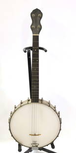 VINTAGE FOUR-STRING BANJO: SOVEREIGN BRAND. 30" L. PLEASE READ CAREFULLY - Terms for Purchasing and Shipping of Auction Items. Please read carefully before bidding. Hartzell&#8217;s Auction Gallery. Hartzell's Auction Gallery w
