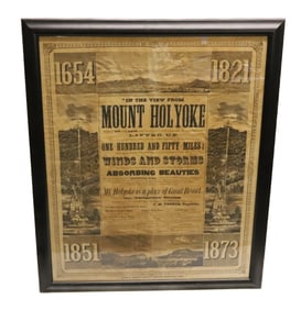19TH C. "MOUNT HOLYOKE" BROADSIDE