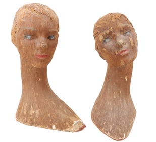(2) VINTAGE MANNEQUIN HEAD DISPLAYS