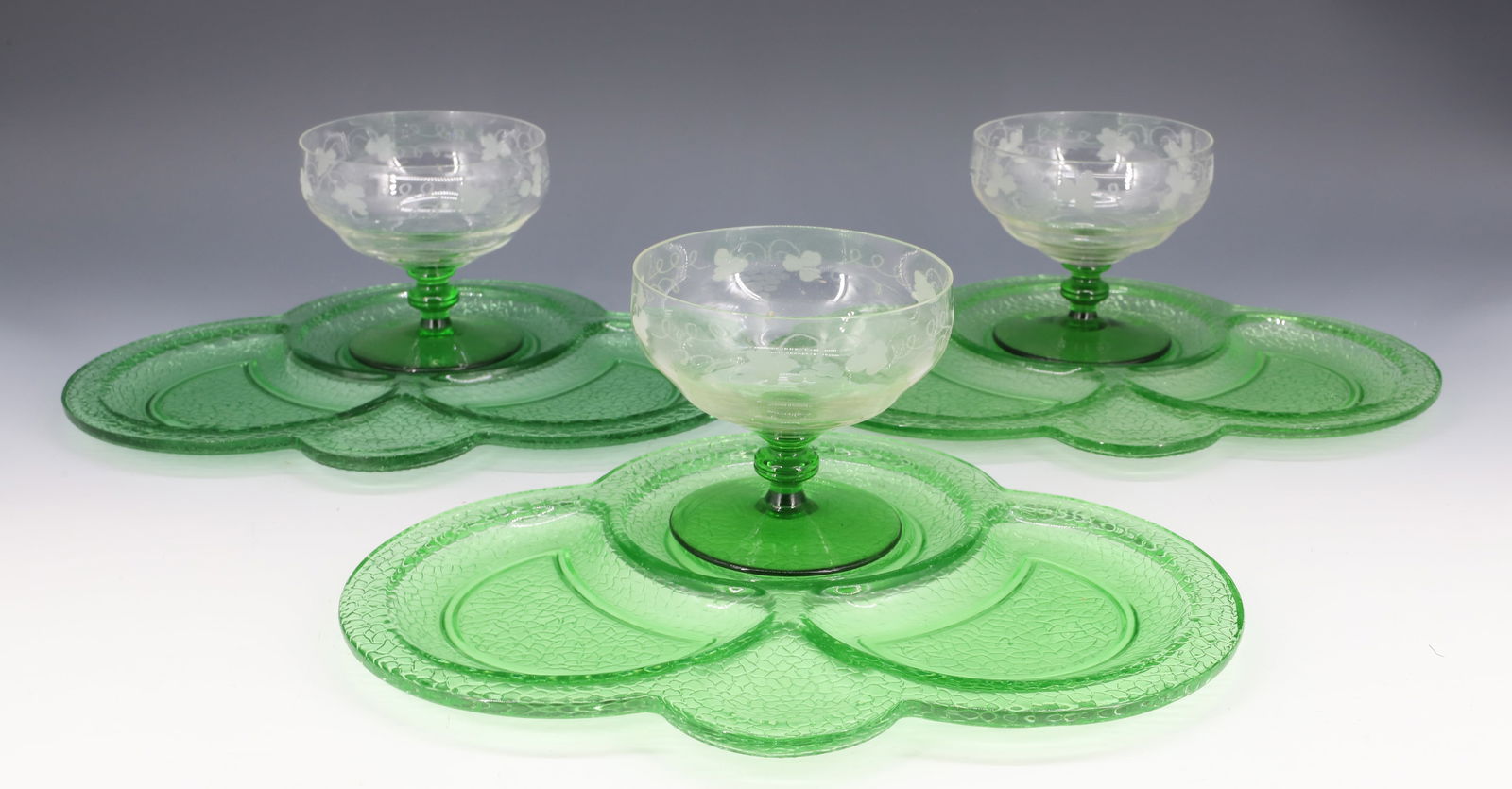 LOT OF SNACK TRAYS AND STEMWARE (1 of 3)
