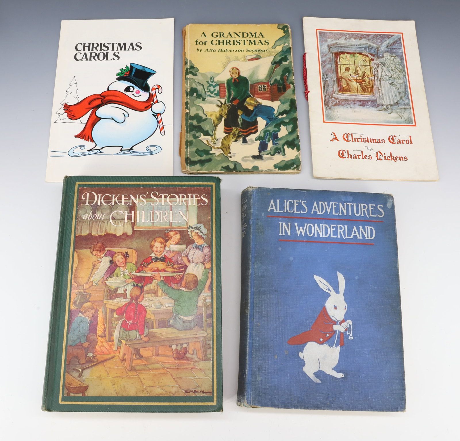 ALICE'S ADVENTURES IN WONDERLAND, 1907 AND MORE: BY LEWIS CARROLL, ILLUSTRATED BY BESSIE PEASE GUTMANN, DODGE PUBLISHING 1907. DICKENS' STORIES ABOUT CHILDREN, 1929. A CHRISTMAS CAROL BY CHARLES DICKENS AND MORE. PLEASE READ CAREFULLY - Terms for Pu